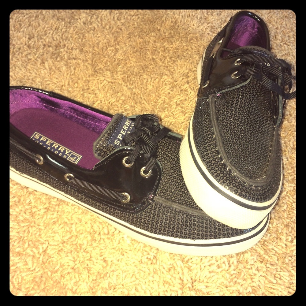 Black Sequins Sperrys